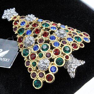Fantastic SWAROVSKI 1999 Limited Edition Multicolor Christmas Tree Holiday Brooc